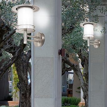 2er Set Led Wand Leuchten Garten Solar Laternen Edelstahl Aussen Beleuchtung Terrasse Hof Lampen Ip44 Amazon De Beleuchtung