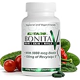 Essential Source Bonita V - Hair, Skin & Nails Vitamins for Women and Men - 20 Active Ingredients with 5000 mcg Biotin - Revytalyz 5 Collagen Support Blend - Easy-Swallow Vegan Tablets (60 EZ-TAB)