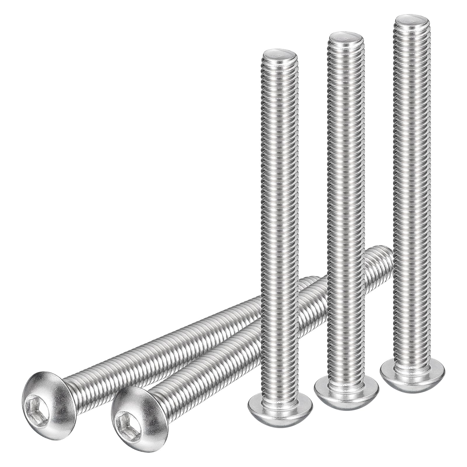 DTGN M10-1.5x100mm Button Head Socket Cap Screws - 6Pack - Good for Machine - 304 Stainless Steel 18/8 - Hex Drive Full Thread Fasteners