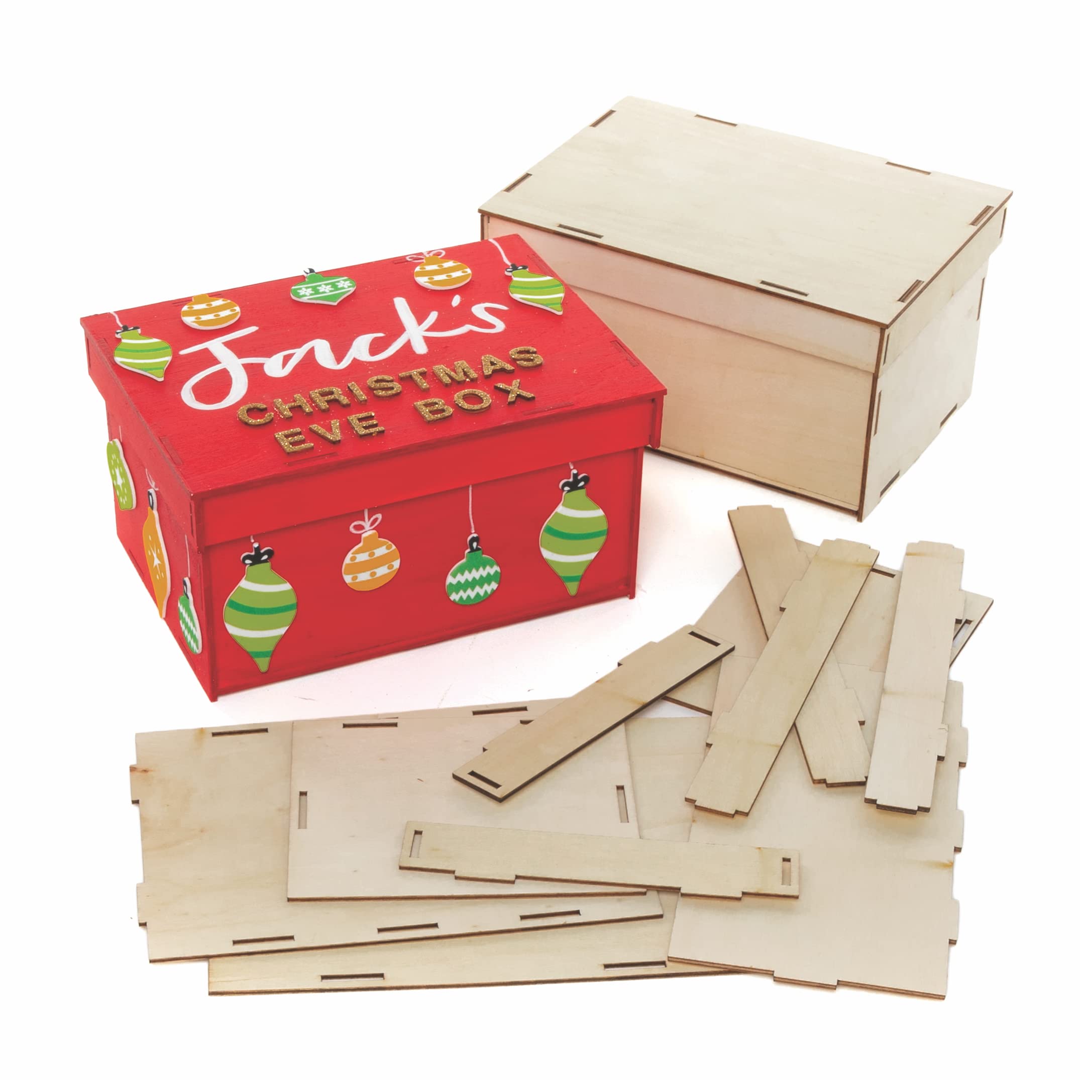 Baker Ross FC191 Large Wooden Box Kits - Pack of 2, Wooden Crafts to Make and Decorate, Creative Activities for Kids