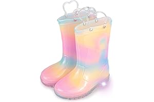 Hbxooxts Toddler Rain Boots Waterproof Rubber Kids Rain Boots for Girls and Boys with Fun Patterns and Easy-On Handles