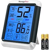 TempPro TempAir Digital Indoor Hygrometer Thermometer with Touchscreen | 4-Inch Temperature/Humidity Monitor with Backlit, Room Thermometer/Humidity Meter for House Home Greenhouse
