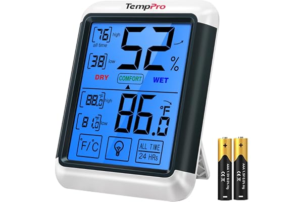 ThermoPro TP55 Digital Hygrometer Indoor Thermometer Humidity Gauge with Jumbo Touchscreen and Backlight Temperature Humidity