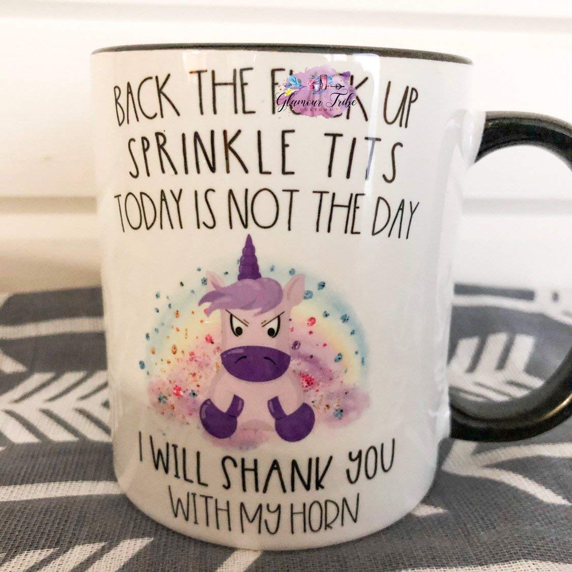 Claude6yhAly NSFW Cussing Unicorn Shank You with My Horn Coffee Mug