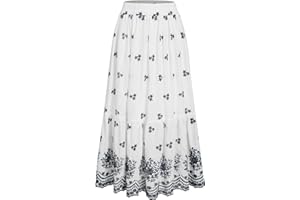 CIDER Skirts for Women Elastic High Waisted Ruffle Hem Floral Boho Long Maxi Skirts Vacation Beach Outfits