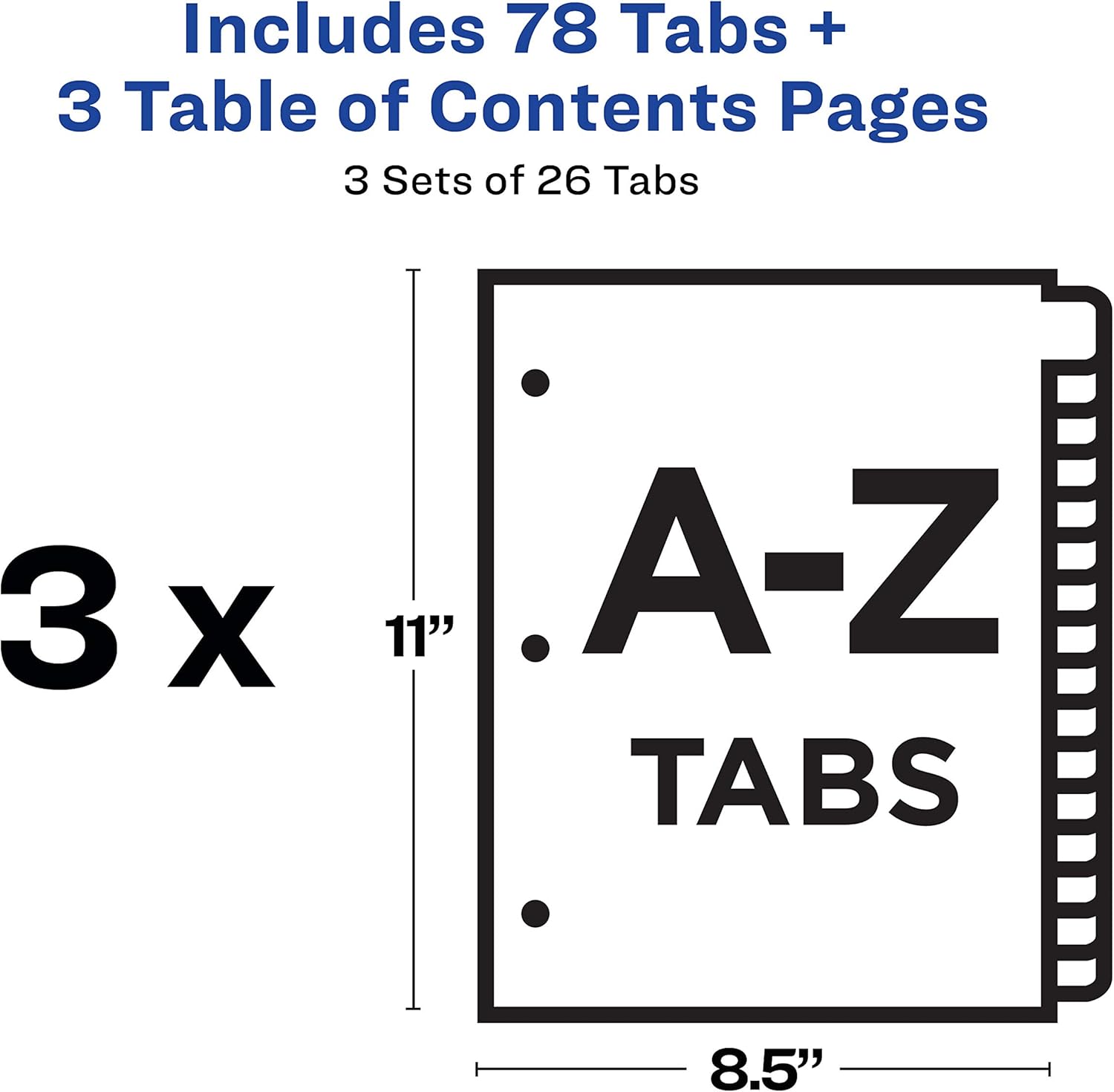 Avery A-Z Tab Dividers for 3 Ring Binders, Customizable Table of Contents, Multicolor Tabs, 3 Sets (44225) : Office Products
