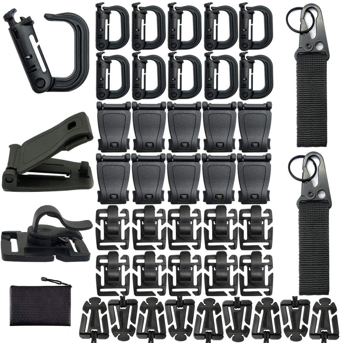 42 PCS Tactical Gear Clip Molle bing Attachments for Tactical Bags