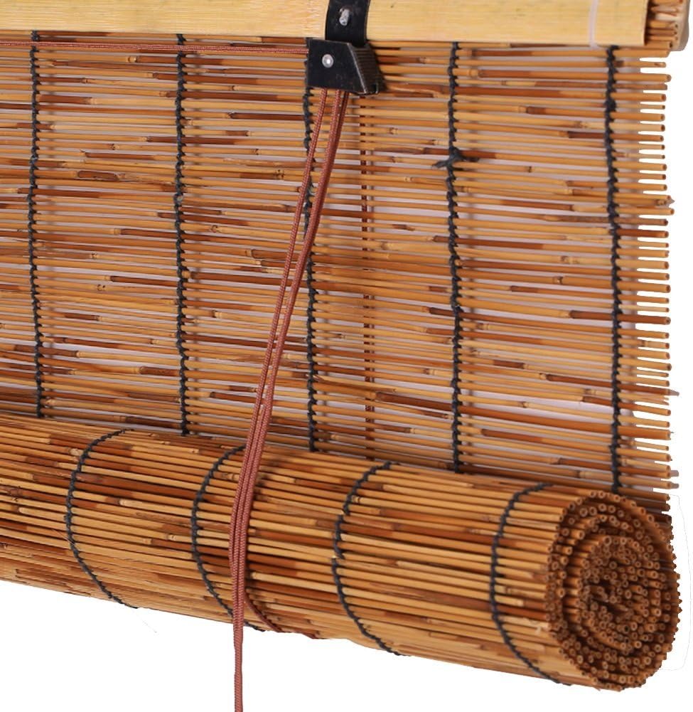 Deevin Bamboo Roller Blinds,Natural Reed Window Shade,Sunshade, Vintage, Waterproof, Breathable, Fresh Shutters For Indoor, Customizable