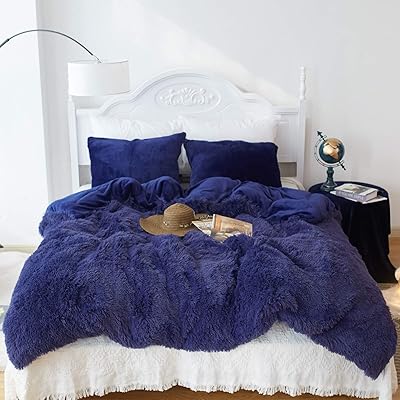 Buy Shaggy Fluffy Duvet Cover Set Queen Size Luxury Plush Warm Fuzzy Flannel Bedding Set 3 Pieces Cozy Faux Fur Comforter Cover Set 1 Duvet Cover 2 Pillow Shams Zipper Closure
