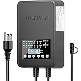 SUNVIE 300W Low Voltage Landscape Transformer with 2 Independent Control Output Landscape Lighting Transformer with Timer and Photocell Sensor 120V AC to 12/14V AC Weatherproof Low Voltage Transformer