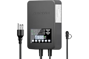 SUNVIE 300W Low Voltage Landscape Transformer with 2 Independent Control Output Landscape Lighting Transformer with Timer and Photocell Sensor 120V AC to 12/14V AC Weatherproof Low Voltage Transformer