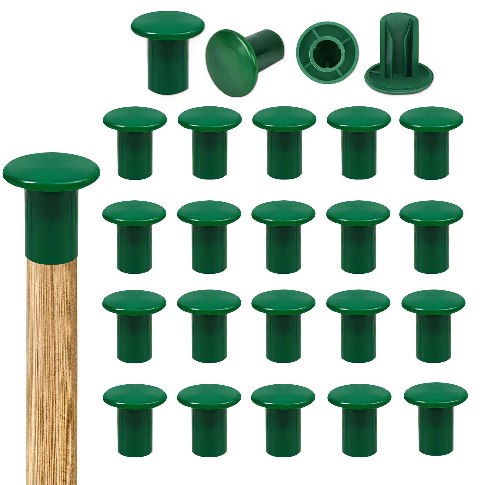 24pcs Cane Toppers Caps,Green Rubber Garden Bamboo Cane Topper Protectors for Bamboo Sticks/Canes,Plant Stakes,Garden Canes