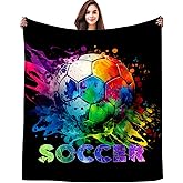 Soccer Blanket Sports Ball Popular Soft Flannel Football Blankets and Throw Lightweight Cozy Plush Bedding Soccer Gifts for Girls Boys Kids Adults 50"X40"