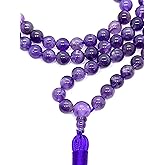 AWAKEN YOUR KUNDALINI Amethyst Mala Necklace – 108 Beads, Pisces Birthstone, 8mm