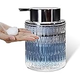Glass Hand Foaming Soap Dispensers with Silver Pump Refillable Hand Soap Dispenser for Bathroom Kitchen (1Pack-D884)