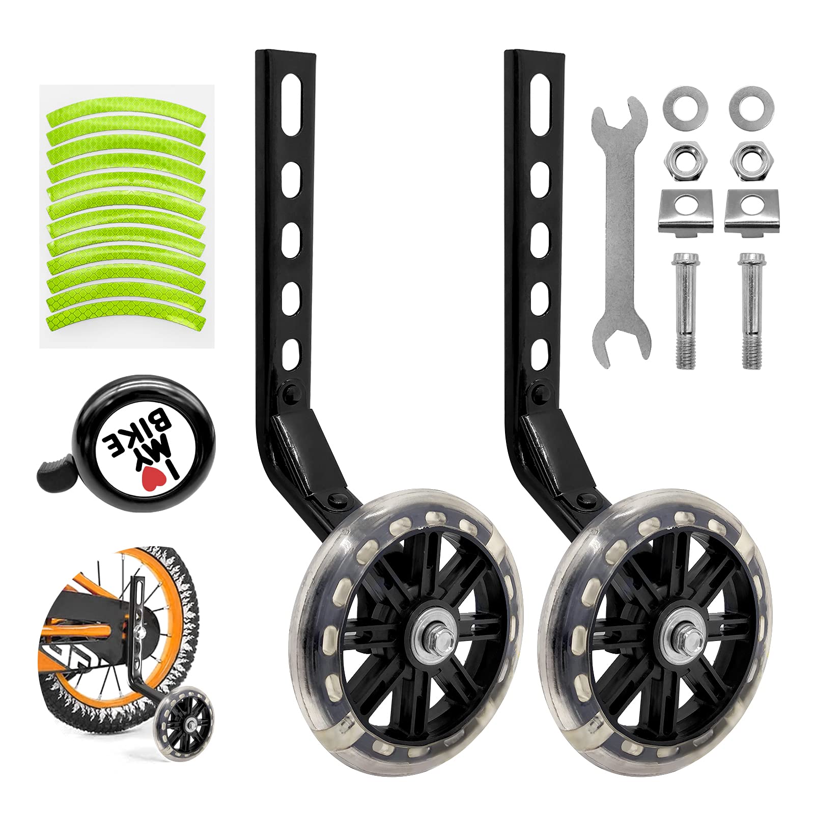 ULEMONDEE Stabilizer Wheels for Kids Bike,Bicycle Stabilizers Support Wheels,1 Pair Universal Bike Stabilisers for Kids Balance Stabilizer wheels Wheel for 12 14 16 18 20 Inch Bikes