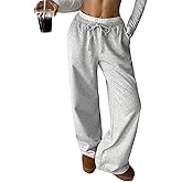 GORGLITTER Women's Low Rise Wide Leg Sweatpants Y2K Drawstring Double Waisted Baggy Sweat Pants
