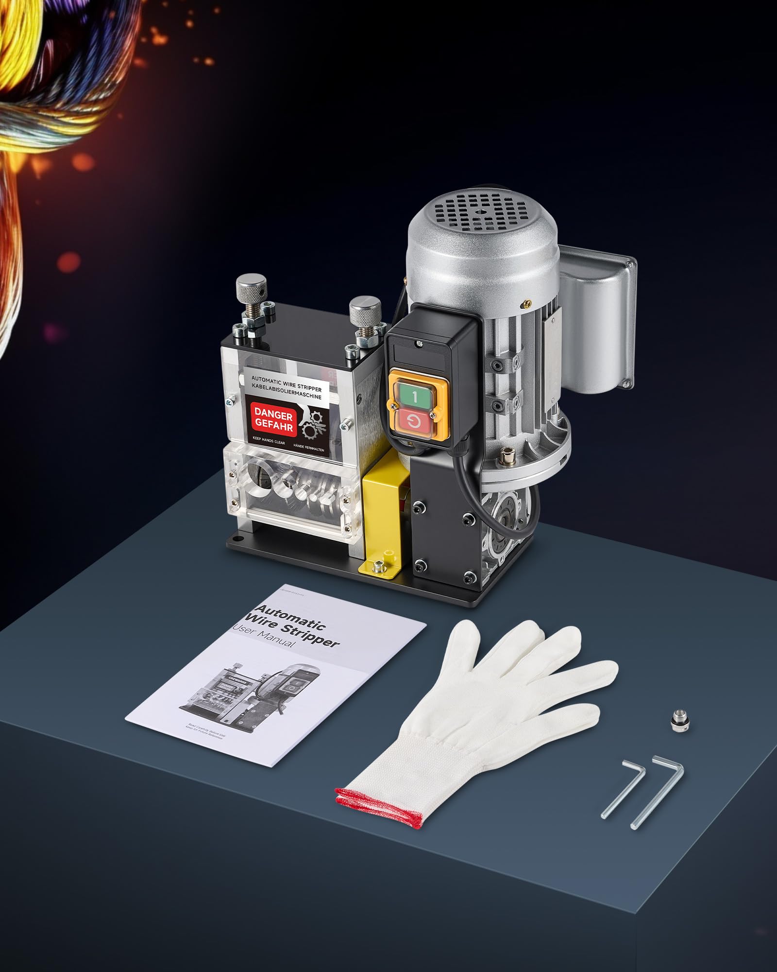 CREWORKS Elektrische Kabelabisoliermaschine 180W für 1,5-30 mm Kupferdrähte, Automatische Kabel Abisoliermaschine Abisolierzange für 0,06-1,2 Zoll Kupferdraht-Recycling, 5-Kanal-Kabelschälmaschine 9
