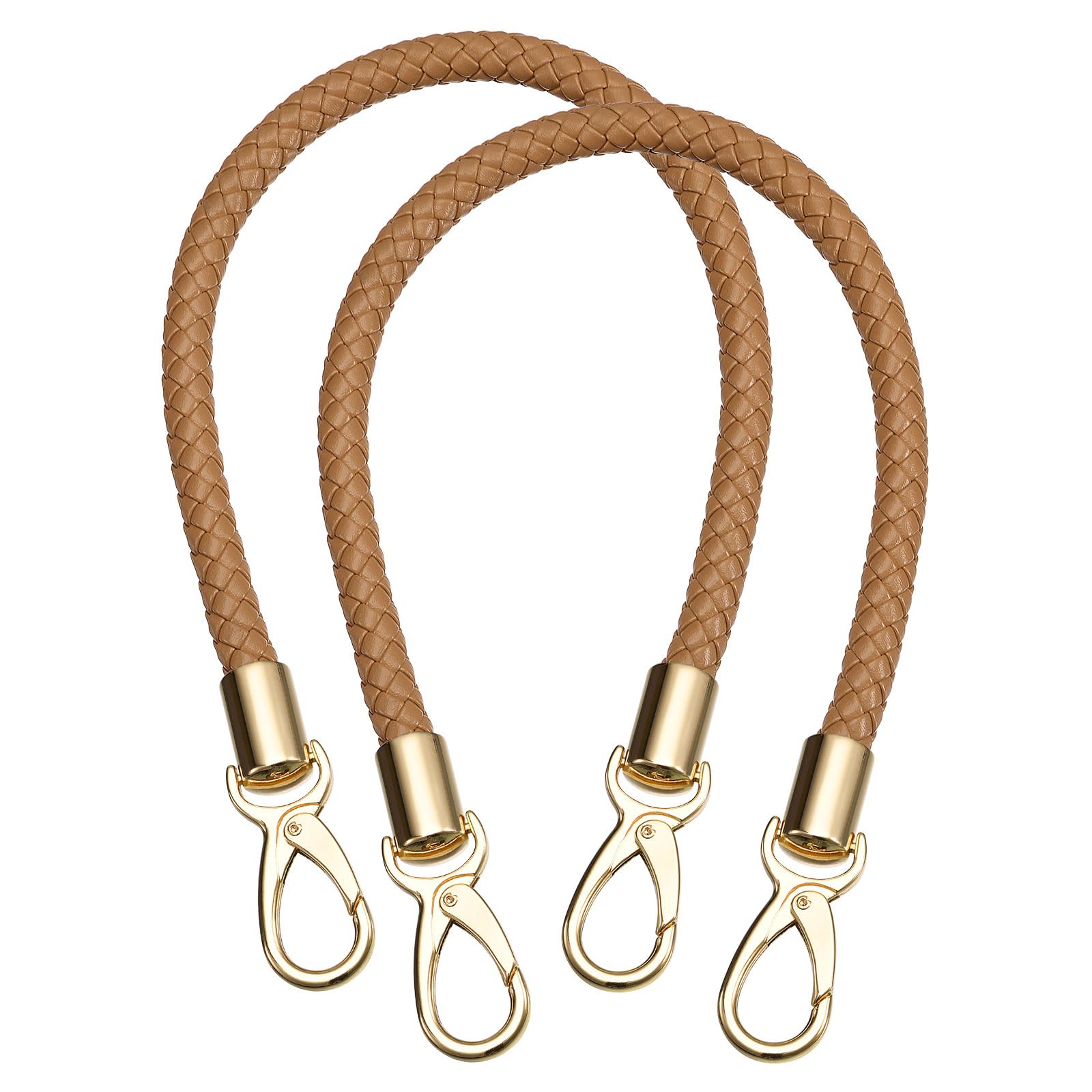 Uxcell Leather Purse Strap, 2Pcs 50cm/19.7" PU Braided Purse Replacement Handle for Women's Handbag Underarm Bag Tote (Coffee)