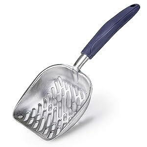CO-Z Cat Litter Scoop Solid Aluminum Alloy Sifter Deep Shovel with Flexible Long Handle