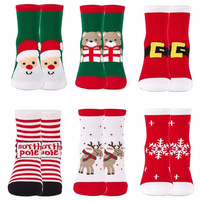 Kids Christmas Socks Boys Girls Winter Cotton Socks Xmas Holiday