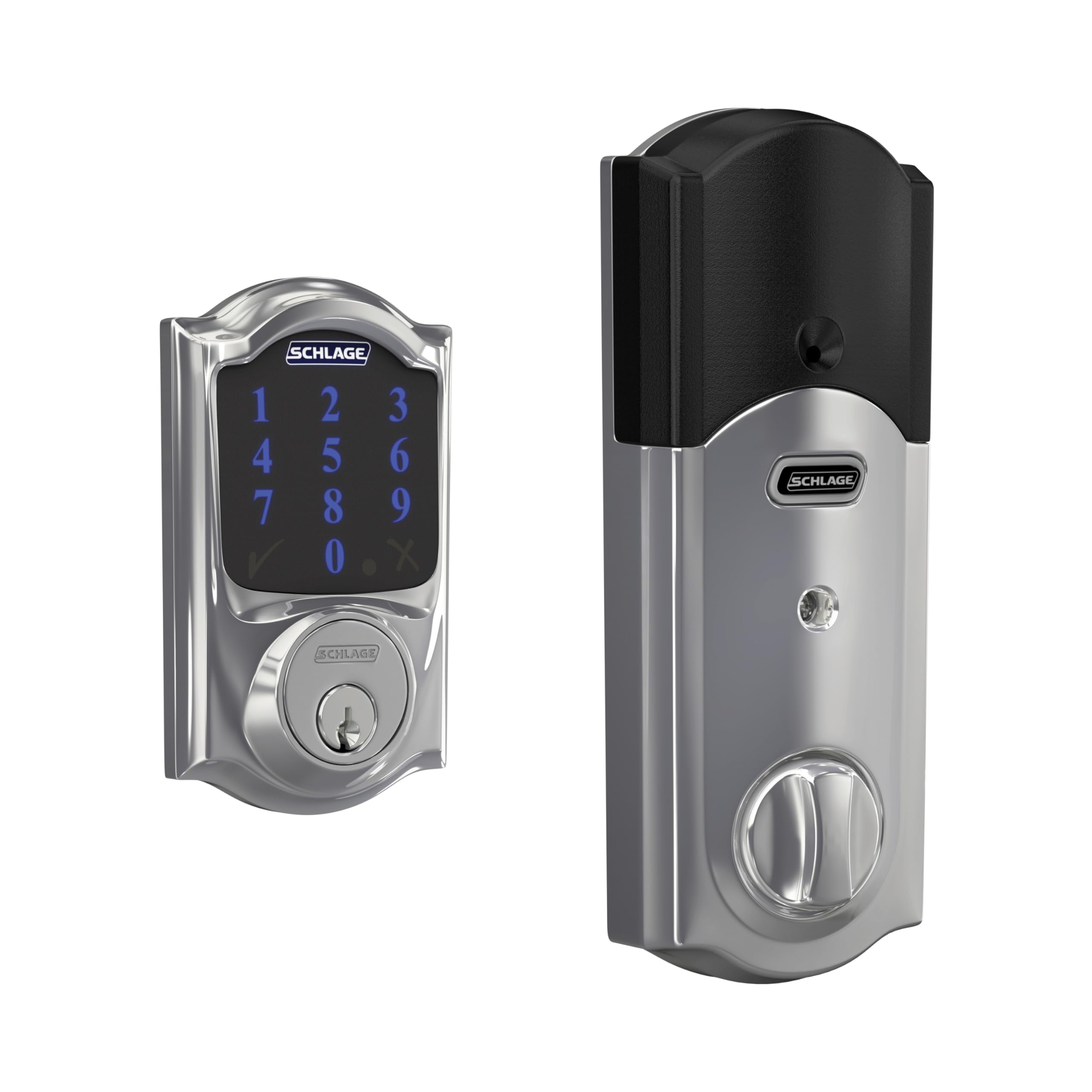Photo 1 of Schlage Connect Smart Deadbolt Lock with Touchscreen Keypad, Keyless Front Door Entry, Z-Wave Plus Compatible, Bright Chrome, BE469ZP CAM 625