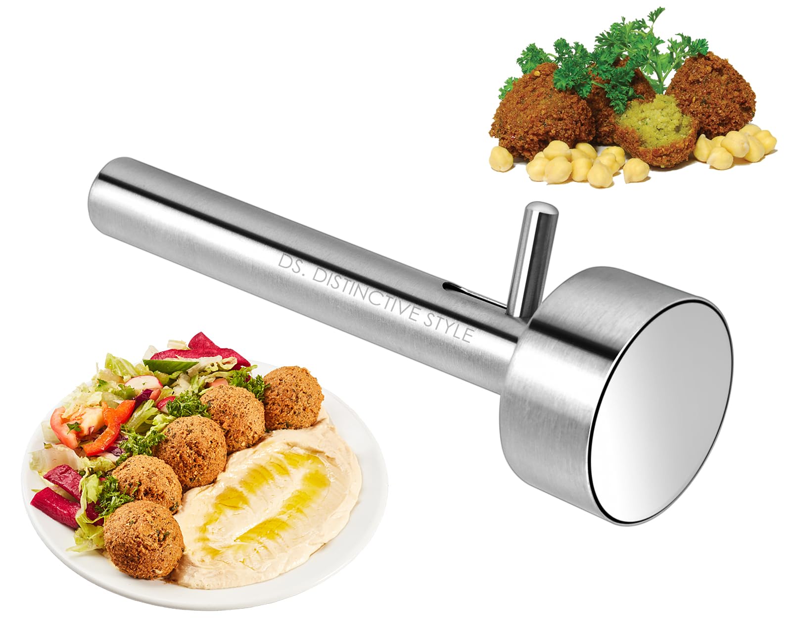 ds. distinctive style Falafel Scoop Mold Maker Tool 4 cm Shaper Stainless Steel Easy to Use and Clean Non-Sticky Meatball Press Scoops Middle Eastern Kitchen Tool