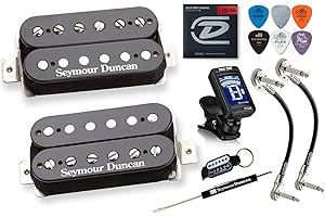 Seymour Duncan Hot Rodded Humbucker Set Matched SH-2n Jazz SH-4 JB Guitar Pickup Tonebird Tuner, Patch, Picks, Strings, Bundle Perfect for Blues, Rock, Country, and Metal (Black)