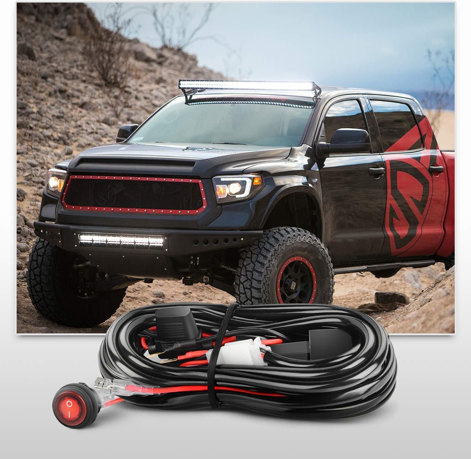 Nilight 2PCS LED Light Bar Wiring Harness Kit 12V On off Waterproof Switch Power Relay Blade Fuse,2 years Warranty: Automotive