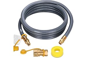 KNOCOKIE 15FT 24FT 30FT 50FT 3/4" ID Natural Gas Hose with Quick Connect 3/4" ID Natural Gas Hose with Quick Connect Fittings for NG/LP Propane Appliances, Grill,Patio Heaters,Generators, Indoors & Outdoors