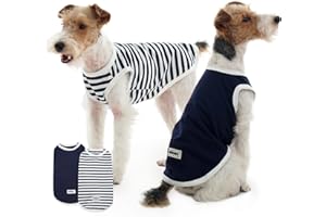 FUAMEY 2 Pack Dog T-Shirts for Large Dogs,Puppy Lightweight & Breathable Sleeveless Shirts Soft Dog Tee Pet Vest T Outfit Dogs Striped Tank Tops Blue L