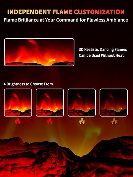 REALSMART ELECTRIC FIREPLACE HEATER 22 IN FREESTANDING FIREPLACE STOVE INFRARED FIREPLACE WITH 3D FLAME EFFECT REMOTE CONTROL, TIMER, OVERHEATING PROTECTION HEATER FOR INDOOR USE BROWN