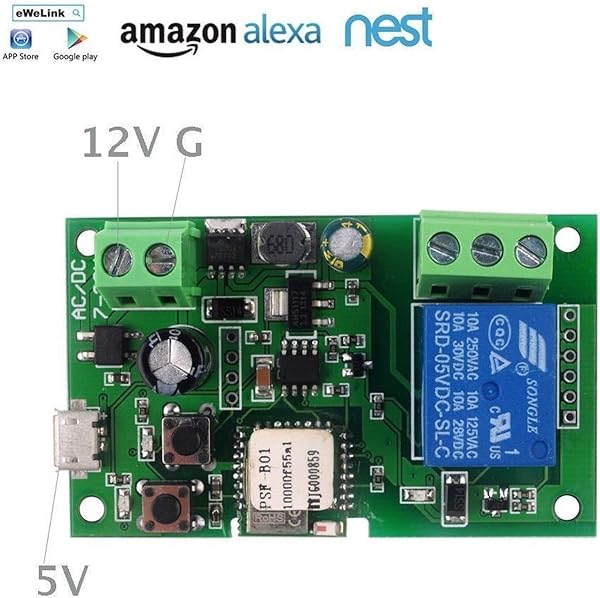MHCOZY Smart Wireless WiFi Relay Switch control de voz de su chimenea trabajo con Alexa Assistant IFTTT 1CH 5 32V