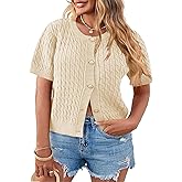 EliteLand Women's Plus Size Cardigan Short Sleeve Sweater Knit Open Front Beach Office Casual Tops (L-4XL)