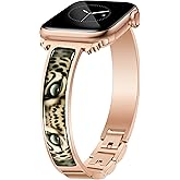 Newlibery Rose Gold Slim Watch Bands for Women Compatible with Apple Watch 38mm 40mm 41mm 42mm (S10/11)Designer Dressy Bracelet Thin Metal Strap Adjustable for iWatch Series 11/10/9/8/7/6/5/4/SE 3/2/1