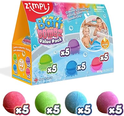 ZIMPLI 20 Baff Bombz Kids Bath Bombs Gift Set Bubble Bath Fizzers