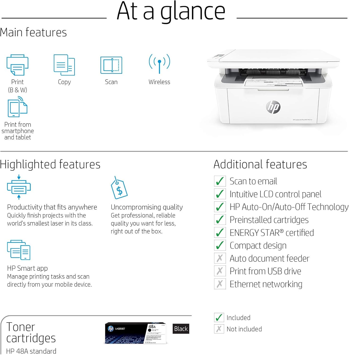 HP Laserjet Pro M31w All-in-One Wireless Monochrome Laser Printer (No Scanning) 192545432382 | eBay