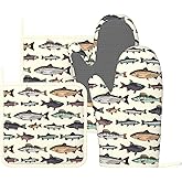 Vintage Fish Oven Mitts And Pot Holders Set Of 4 Silicone Heat Resistant Oven Mitten Potholders Non Slip Gloves Kitchen Decor For Bbq Cooking Grilling Baking