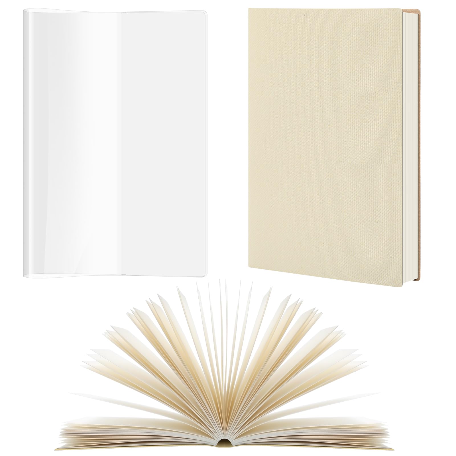 Photo 1 of Trandraft A6 Notebook with 8. 3 x 5. 8 Inches Clear Plastic Cover, Beige Hardcover and Lined Pages with 200 Pages, Transparent Waterproof PVC Notebook Strong Plastic Protective Cover for Books