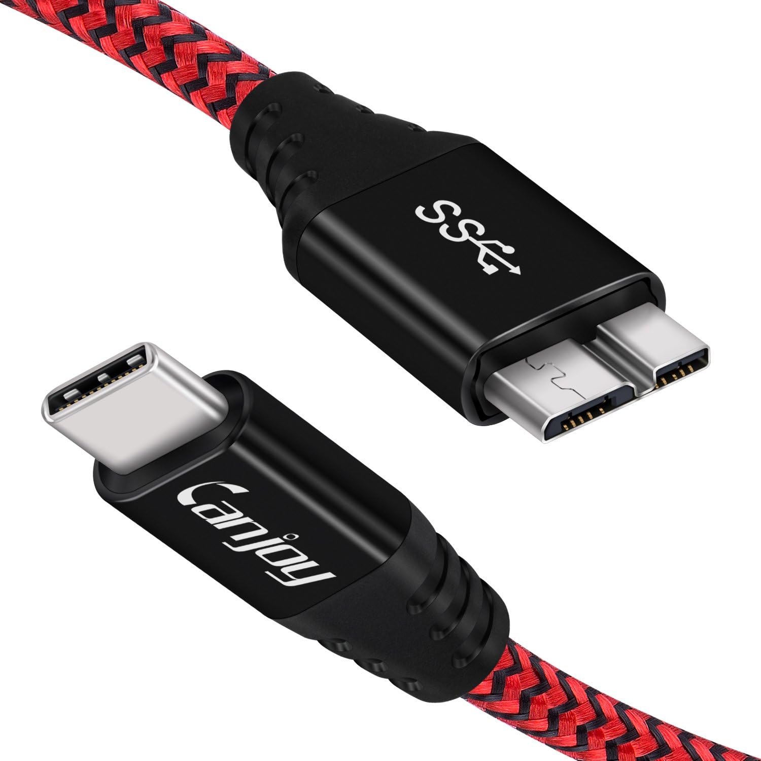 Type C to Micro B Cable,Canjoy USB C 3.0 USB C to Micro B Cable 1ft Fast Charger Sync Cable for Samsung Galaxy S5 Note 3,MacBook Pro,Chrombook,Toshiba Canvio,Seagate,WD Elements External Hard Drives