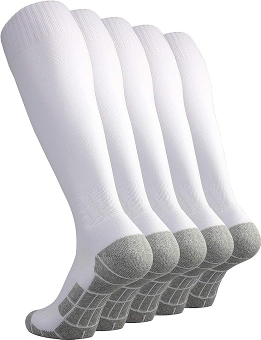 CWVLC Soccer Socks (1/3/5 pairs) Team Sport Knee High Socks for Adult