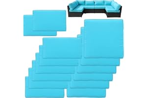 VIXLON 14Pcs Patio Cushion Covers Replacement Splashproof UV-Resistant Inelastic Covers with Zippers, Max Compatible 25.6x25.6x4inch Patio Cushion, for 7 Pcs Outdoor Patio Furniture Sets