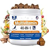 40-in-1 Dog Vitamins Multivitamin for Dogs Multivitamin Chewable with Glucosamine MSM Collagen, Probiotics Gut Digestive Enzymes, Zinc, Mushroom, Dog Vitamins for Itchy Skin & Immune Support