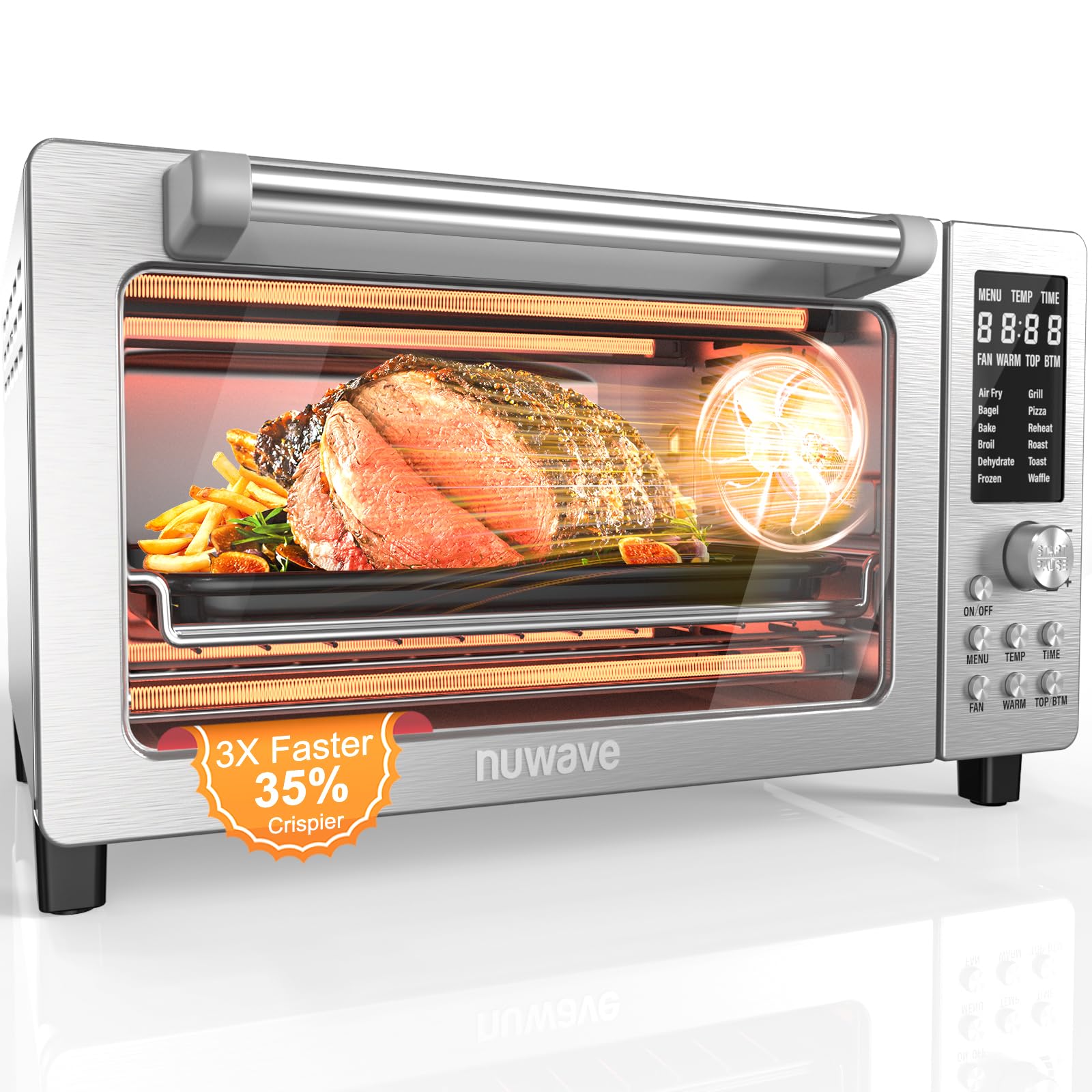 Photo 1 of Nuwave Bravo Pro Smart 21QT Toaster Oven Air Fryer Combo, Convection Oven Countertop, 12 functions all in 1, with even & quick crisp technology, 50-450°F, 1800W, Stainless Steel