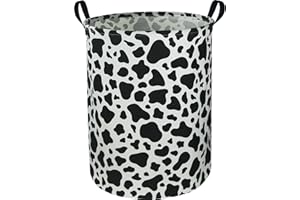 NTAOHAMPER Cow Laundry Basket,Collapsible Baby Nursery Hamper,Waterproof Kids Toys Storage Bin with Handles for Bedroom,Room Decor,Gift Basket(Cow Stria)