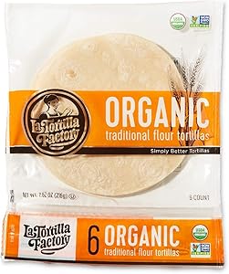 La Tortilla Factory Organic Traditional Flour Tortillas, Non-GMO, 6-Count, 7.62 Ounce