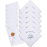 6/12 Sets Embroidered For Happy Tears Wedding Handkerchiefs 11" x 11" with Lace Mother of the Bride Gifts for Bride Party