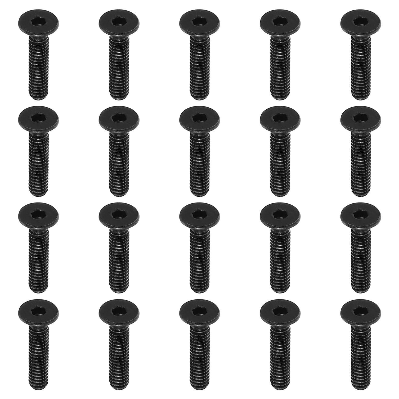 PATIKIL #8-32 x 3/4 Inch Flat Head Socket Cap Screws, 20 Pack Flat Countersunk Bolts Hex Socket Drive Machine Screws Full Thread Coarse Thread UNC Black Oxide Grade 10.9 — image 1