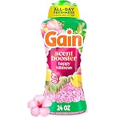 Gain In-Wash Laundry Scent Booster Beads Long-Lasting Fresh Scent Beads All Day Freshness and Odor Protection, Happy Hibiscus Scent, 24 oz (Packaging May Vary)