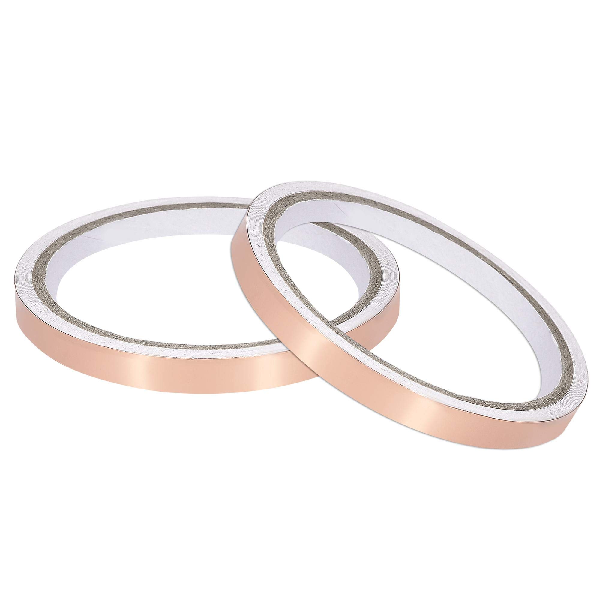 uxcell Single-Sided Conductive Tape Copper Foil Tape Adhesive 12mm x 5m/16.4ft for Guitar, EMI Shielding Crafts, Electrical Repairs, Stained Glass 2pcs